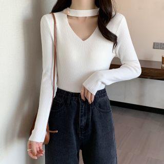 Knitted Plain Halter-neck Top