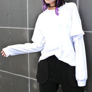 Mock Two-piece Pullover White - One Size