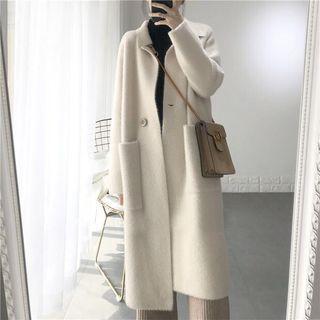 Single Breast Long Coat Off-white - One Size