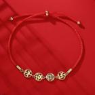 Chinese Characters Sterling Silver Red String Bracelet (various Designs) Gold - One Size