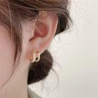 Layered Hoop Drop Earring 1 Pair - Silver Pin - White & Gold - One Size