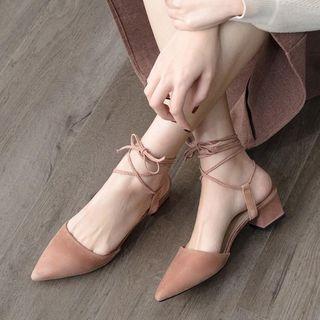Genuine Suede Pointed-toe Gladiator Sandals