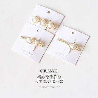 Faux Pearl Heart Rhinestone Hair Clip