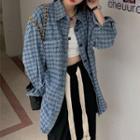 Houndstooth Shirt Jacket Houndstooth - Gray - One Size