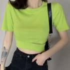 Short-sleeve Irregular Cutout Crop Top