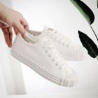 Fray-hem Lace-up Canvas Sneakers