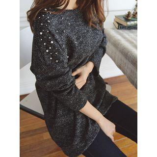 Faux-pearl Beaded M Lange Knit Top