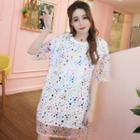 Short-sleeve Star Pattern Mesh Top