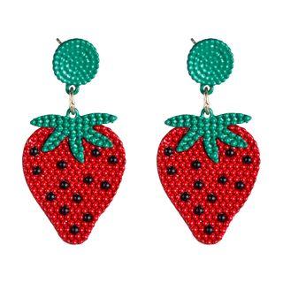 Alloy Strawberry Dangle Earring 1 Pair - As Shown In Figure - One Size