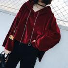 Patched Velvet Hoodie