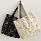 Tiger Print Canvas Tote Bag / Bag Charm / Set