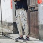 Front-pocket Printed Gather-cuff Cargo Pants