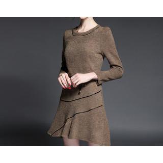 Long-sleeve Tie Waist Dress