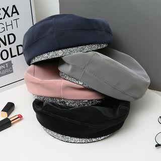 Sequins Leather Beret Hat