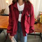 Letter Tagged Zip Jacket Red - One Size