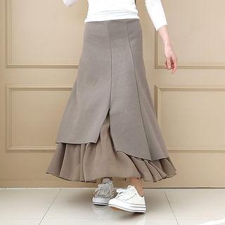 Layered-hem Maxi Skirt