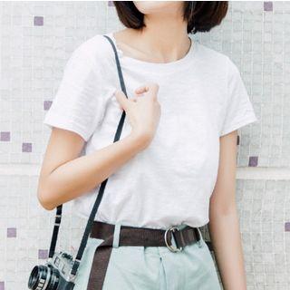 Crew-neck Short-sleeve T-shirt White - One Size