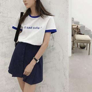 Contrasted-trim Printed T-shirt