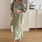 Spaghetti-strap Maxi A-line Pinafore Dress