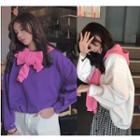Plain Sweatshirt With Hooded Cape