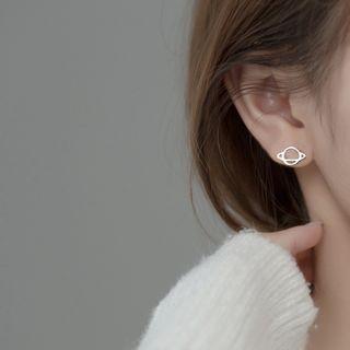 Planet Stud Earring 1 Pair - Earrings - Planet - Silver - One Size