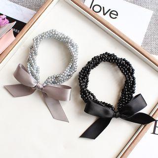 Bow Accent Beaded Hair Tie