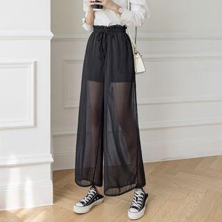 High Waist Sheer Wide Leg Pants