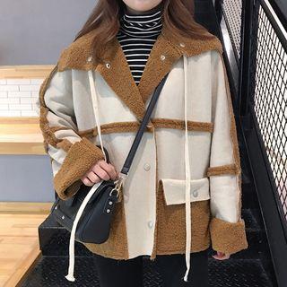 Reversible Buttoned Fleece Coat As Shown In Figure - One Size