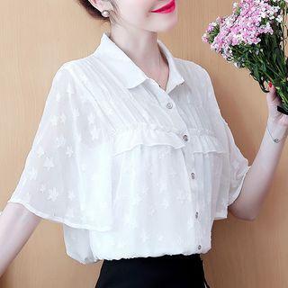 Elbow-sleeve Starry Chiffon Blouse