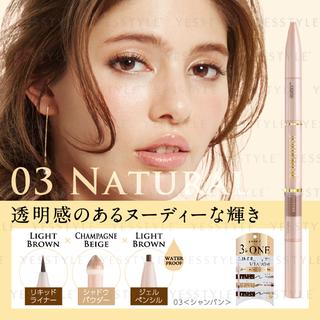 Jourmo  - 3 Way Liner & Shadow (#03 Natural): Liquid Liner (light Brown) + Shadow Powder (champagne Beige) + Gel Pencil (light Brown) 1 Set