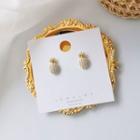 925 Sterling Silver Faux Pearl Pineapple Stud Earring 1 Pair - As Shown In Figure - One Size