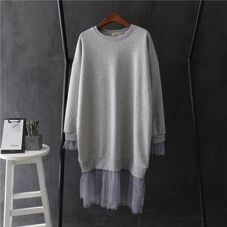 Long-sleeve Mesh Panel Pullover Dress