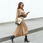 Turtle-neck Long Sweater Dress With Belt