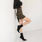 Zip-back Leopard Miniskirt