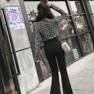 Set: Turtleneck Top + High-waist Wide-leg Pants