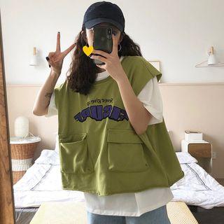 Pocket Detail Vest / Plain Short-sleeve T-shirt