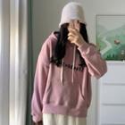 Printed Letter Hooded Oversize Sweater