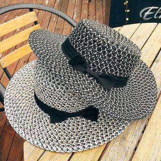 Straw Flat Top Hat White - One Size