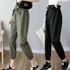 Frill Trim Cropped Cargo Harem Pants