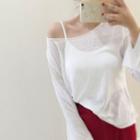 Plain Long-sleeve T-shirt Y299 - Milky White - One Size