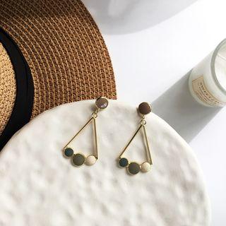 Alloy Disc Dangle Earring 1 Pair - Earring - Dark Gray & Green & White - One Size
