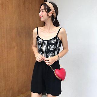 Patterned Camisole Top / High Waist Shorts