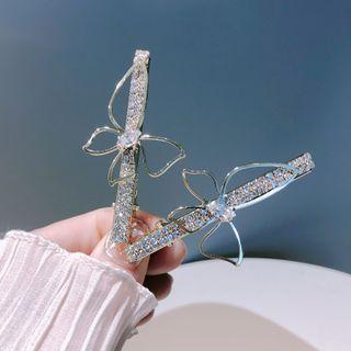 Rhinestone Butterfly Hair Clip Silver - One Size
