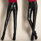 Faux-leather Zip-front Skinny Pants