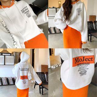 Letter-printed Piped Oversized Hoodie