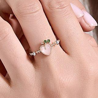 Cat Eye Stone Heart Open Ring