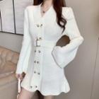 Double-breasted Mini Sweater Dress