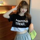 Mock Two-piece Short-sleeve Letter Print T-shirt