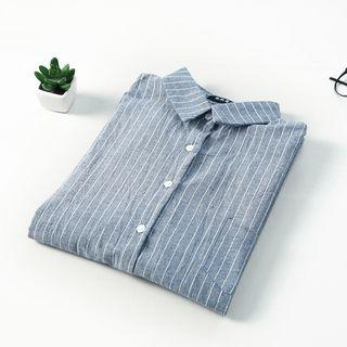 Pinstriped Linen Cotton Blouse