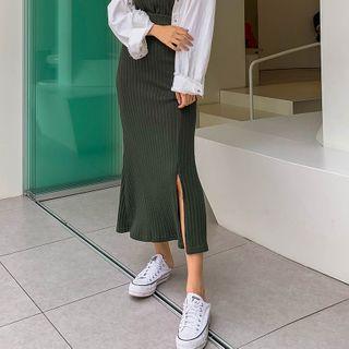 Slit-hem Maxi Knit Mermaid Skirt